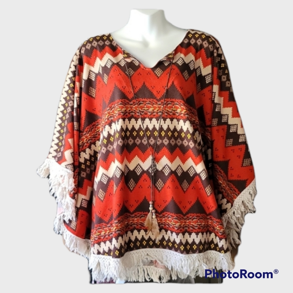 Western style fringe poncho size XL